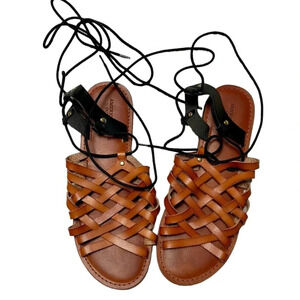 American Eagle Brown Black Woven Gladiator Lace-Up Sandals Size 8 Boho